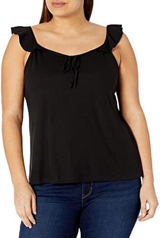 Jessica Simpson Women's Piper Dainty Ruffle Strap Rib Tank Top in Kuwait