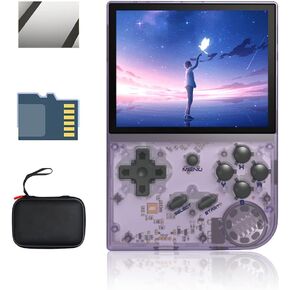 وحدة تحكم ألعاب محمولة باليد RG35XX مقاس 3.5 بوصة IPS وحدة تحكم ألعاب قديمة محاكي كلاسيكي وحدة تحكم ألعاب محمولة باليد نظام ألعاب فيديو مثبت مسبقًا مع حقيبة محمولة 64 جيجا بايت رمادي قديم in Kuwait