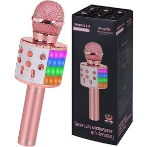 Bluetooth Karaoke Microphone Wireless Machine: Handheld Karaoke Mic Speaker for Kids Adults Singing Black