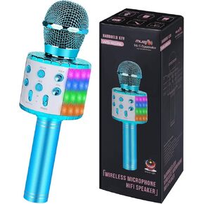 Bluetooth Karaoke Microphone Wireless Machine: Handheld Karaoke Mic Speaker for Kids Adults Singing Black