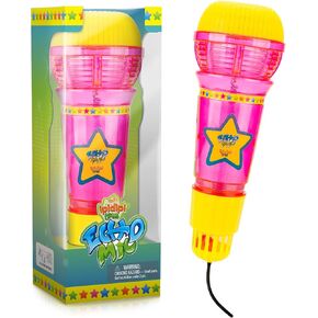 IPIDIPI TOYS Echo Microphone for Kids - Stocking Stuffers, Magic Microphone for Toddlers with Multicolored Flashing Light - Speech Therapy and Retro Gift Mic for Girls (Pink/Yellow)