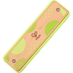 Hape Blues Harmonica | 10 Hole Wooden Musical Instrument Toy for Kids, Green in Kuwait