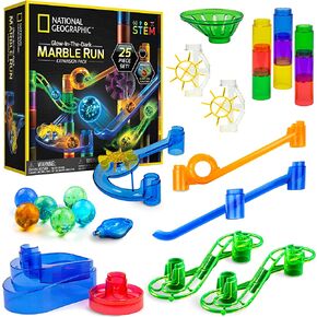 NATIONAL GEOGRAPHIC Glowing Marble Run – Construction Set with 15 Glow in the Dark Glass Marbles & Storage Bag, STEM Gifts for Boys and Girls, Building Project Toy (Amazon Exclusive) in Saudi Arabia