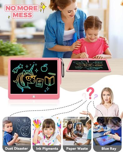 kokodi 12 بوصة كمبيوتر لوحي للكتابة LCD مع قلم مضاد للفقد، لوحة رسم ملونة قابلة للمسح، لوحة رسم ملونة للأطفال الصغار، ألعاب ألعاب مدرسية للسفر بالسيارة للأطفال 3 4 5 6 7 8، هدية عيد ميلاد للفتيات والأولاد والبالغين باللون الأزرق in Kuwait