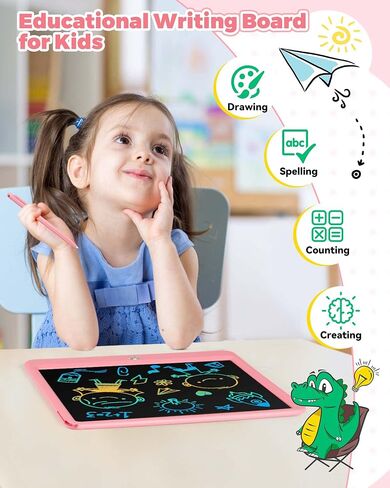 kokodi 12 بوصة كمبيوتر لوحي للكتابة LCD مع قلم مضاد للفقد، لوحة رسم ملونة قابلة للمسح، لوحة رسم ملونة للأطفال الصغار، ألعاب ألعاب مدرسية للسفر بالسيارة للأطفال 3 4 5 6 7 8، هدية عيد ميلاد للفتيات والأولاد والبالغين باللون الأزرق in Kuwait