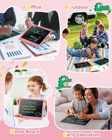 kokodi 12 بوصة كمبيوتر لوحي للكتابة LCD مع قلم مضاد للفقد، لوحة رسم ملونة قابلة للمسح، لوحة رسم ملونة للأطفال الصغار، ألعاب ألعاب مدرسية للسفر بالسيارة للأطفال 3 4 5 6 7 8، هدية عيد ميلاد للفتيات والأولاد والبالغين باللون الأزرق in Kuwait