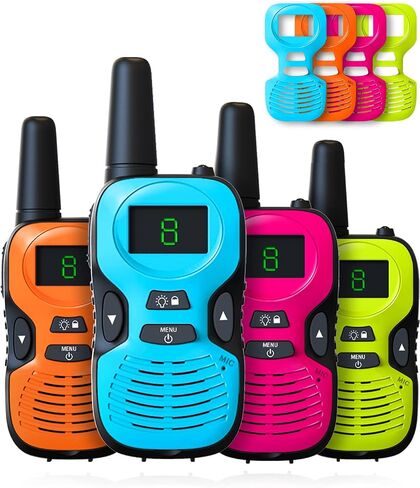 Walkie Talkies for Kids Long Range - 4 Pack Kid Walkie Talkies with Replaceable Shell Backlit LCD Flashlight 3 Miles Range - Gifts and Toys for 5-7 Year Old Boys and Girls in Kuwait