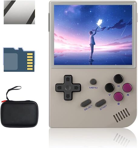 RG35XX Handheld Game Console 3.5 inch IPS Retro Games Consoles Classic Emulator Hand-held Gaming Console Preinstalled Hand Held Video Games System with Portable Case 64GB Retro Gray in Saudi Arabia