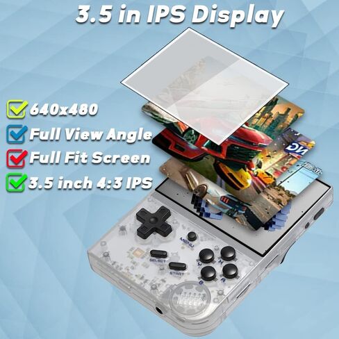 RG35XX Handheld Game Console 3.5 inch IPS Retro Games Consoles Classic Emulator Hand-held Gaming Console Preinstalled Hand Held Video Games System with Portable Case 64GB Retro Gray in Saudi Arabia