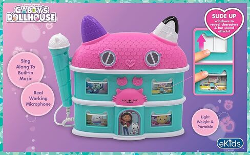 DreamWorks Gabby's Dollhouse Sing Along Boom Box Speaker with Microphone, Kids Karaoke Machine with Built in Song and Sound Effects in Kuwait