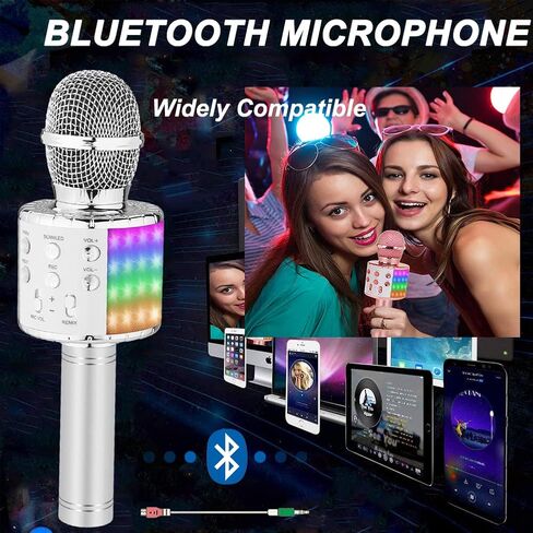 Bluetooth Karaoke Microphone Wireless Machine: Handheld Karaoke Mic Speaker for Kids Adults Singing Black in Saudi Arabia