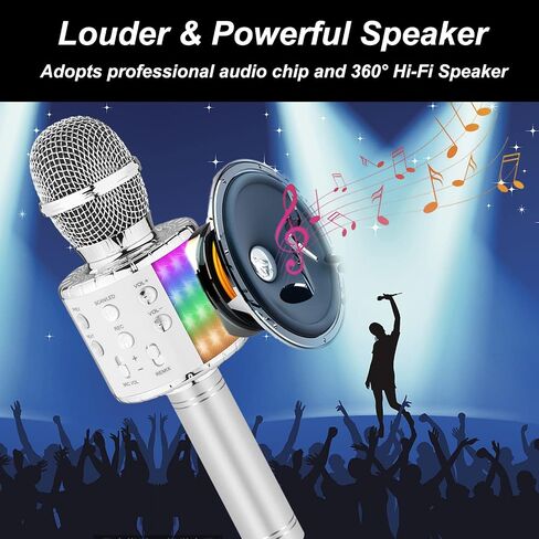 Bluetooth Karaoke Microphone Wireless Machine: Handheld Karaoke Mic Speaker for Kids Adults Singing Black in Saudi Arabia