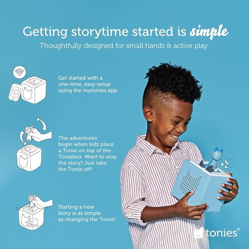 Toniebox Audio Player Starter Set with Peppa Pig, George, and Playtime Puppy - Listen, Learn, and Play with One Huggable Little Box - Light Blue in Saudi Arabia