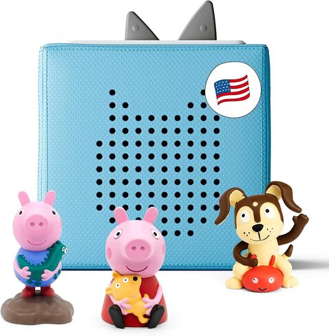 Toniebox Audio Player Starter Set with Peppa Pig, George, and Playtime Puppy - Listen, Learn, and Play with One Huggable Little Box - Light Blue in Saudi Arabia