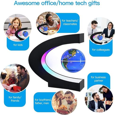 Magnetic Levitation Globe with LED Light, Cool Gadgets Floating Lamp Globe Decor, Cool Gifts for Men/Father/Husband/Boyfriend/Kids/Boss, Great Technology Graduation Gifts Valentine's Day Gift (Blue) in Saudi Arabia