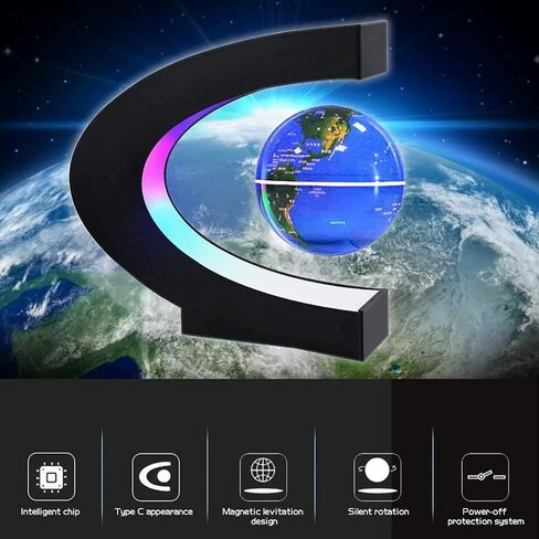 Magnetic Levitation Globe with LED Light, Cool Gadgets Floating Lamp Globe Decor, Cool Gifts for Men/Father/Husband/Boyfriend/Kids/Boss, Great Technology Graduation Gifts Valentine's Day Gift (Blue) in Saudi Arabia