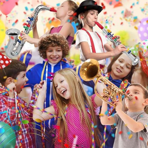 مجموعة من 3 آلات موسيقية للأطفال، لعبة الكلارينيت، لعبة الساكسفون ولعبة البوق، 3 آلات موسيقية الرياح والنحاس مع أكثر من 10 مفاتيح ملونة لأغاني تعليمية مشفرة للأطفال الصغار in Kuwait