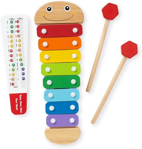 Melissa & Doug Caterpillar Xylophone Musical Toy With Wooden Mallets 15.25" x 6.5" x 1.5 - For Toddlers,Ages 3+,Blue in Saudi Arabia