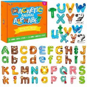 Large Size Magnetic Letters, Cute Animal Alphabet ABC Magnets for Fridge Colorful Uppercase Animals Toys Set Educational Spelling Learning Games for Kids, Toddlers 3 4 5 Years Old in Saudi Arabia