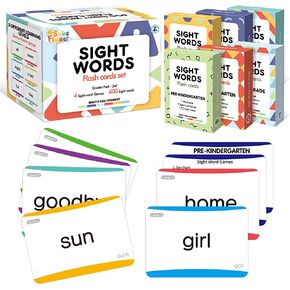 SpringFlower Sight Words Flash Cards with Pictures,Motions&Sentences, 220 Dolch Sight Words for Preschool, Kindergarten, 1st, 2nd & 3rd Grade.Homeschool, Learn to Read, Phonics Learning,235 Pieces