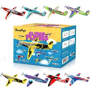 32 Pack Glider Planes,8" Long Flying Glider Plane,8 Different Designs,Easy Assembly,Durable Quality-Kids Party Favors for Valentines Airplanes,Birthday Party, Carnival Prizes in Saudi Arabia