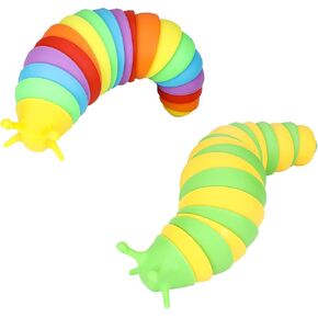 قطعتان من لوكلاي - لعبة تململ سبيكة مفصلية ثلاثية الأبعاد للأطفال الصغار، لعبة تململ حسية، تساعد على تخفيف التوتر والألعاب الحسية للأطفال المصابين بالتوحد، هدية رائعة لاضطراب فرط الحركة ونقص الانتباه (قوس قزح والأصفر). in Kuwait