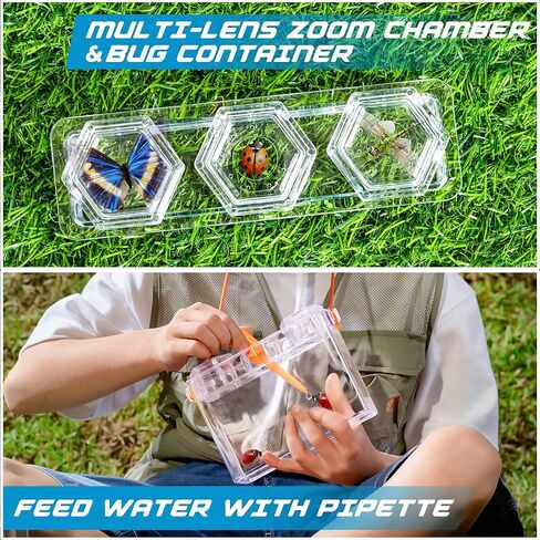 مجموعة استكشاف الطبيعة من Play-Act Bug Catcher - تتضمن دلو المسكن، وصندوق المخلوقات، وكتيب الأنشطة، وشبكة الفراشة، والمكبر، والملقط، والماصة، وملقط الحشرات، وقبعة استكشاف لالتقاط الحشرات للأطفال بعمر 3 سنوات فما فوق. in Kuwait