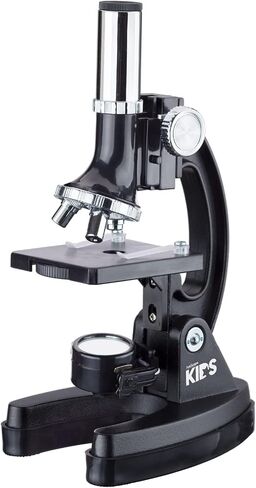 AmScope 120X-1200X 52-pcs Kids Beginner Microscope STEM Kit with Metal Body Microscope, Plastic Slides, LED Light and Carrying Box (M30-ABS-KT2-W),White in Kuwait