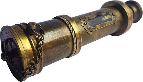 Brass Nautical - Functional Telescope | Brass Made | Glass Optics and High Magnfication | Kid's Telescope | Camouflage Finish | 18in Long | 1 Pc in Leather Bag | Handheld Antique Style | Spyglass in Kuwait