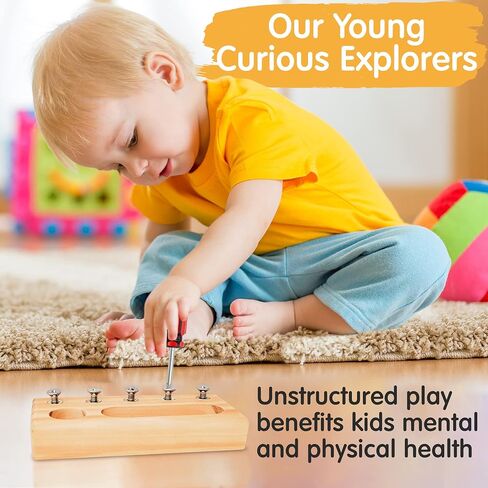Panda Brothers Montessori Screwdriver Board Set - Wooden Montessori Toys for 4 Year Old Kids and Toddlers, Sensory Bin, Fine Motor Skills, STEM Toys in Saudi Arabia