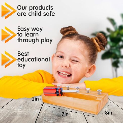 Panda Brothers Montessori Screwdriver Board Set - Wooden Montessori Toys for 4 Year Old Kids and Toddlers, Sensory Bin, Fine Motor Skills, STEM Toys in Saudi Arabia