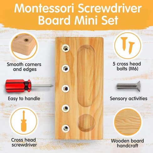 Panda Brothers Montessori Screwdriver Board Set - Wooden Montessori Toys for 4 Year Old Kids and Toddlers, Sensory Bin, Fine Motor Skills, STEM Toys in Saudi Arabia
