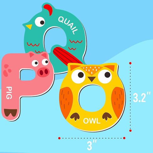 Magnetic Uppercase Letters, 26 Pieces Letter Magnets Educational Learning Tool Alphabet and Animal Recognition for Kids Toddlers 3 4 5 Years Old in Saudi Arabia