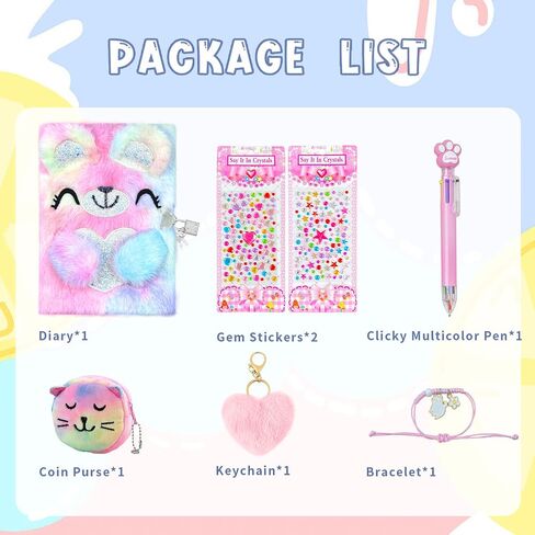 homicozy Kids Unicorn Diary with Lock and Key,Tie-Dye Fuzzy Journal for Girls Ages 6 And Up,Hardcover Notebook with 160 Pages,Cute Stationery Unicorn Gift for Girls in Saudi Arabia
