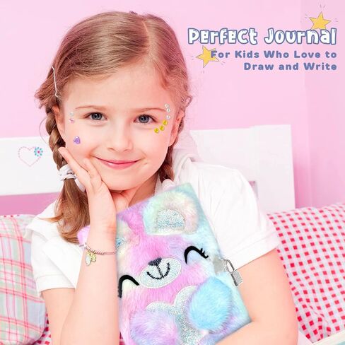 homicozy Kids Unicorn Diary with Lock and Key,Tie-Dye Fuzzy Journal for Girls Ages 6 And Up,Hardcover Notebook with 160 Pages,Cute Stationery Unicorn Gift for Girls in Saudi Arabia
