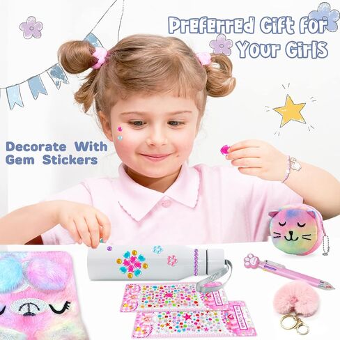 homicozy Kids Unicorn Diary with Lock and Key,Tie-Dye Fuzzy Journal for Girls Ages 6 And Up,Hardcover Notebook with 160 Pages,Cute Stationery Unicorn Gift for Girls in Saudi Arabia