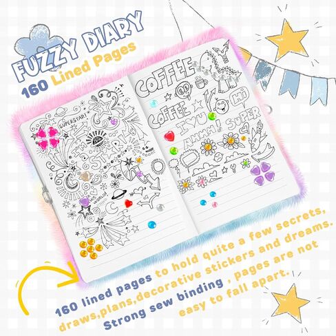 homicozy Kids Unicorn Diary with Lock and Key,Tie-Dye Fuzzy Journal for Girls Ages 6 And Up,Hardcover Notebook with 160 Pages,Cute Stationery Unicorn Gift for Girls in Saudi Arabia