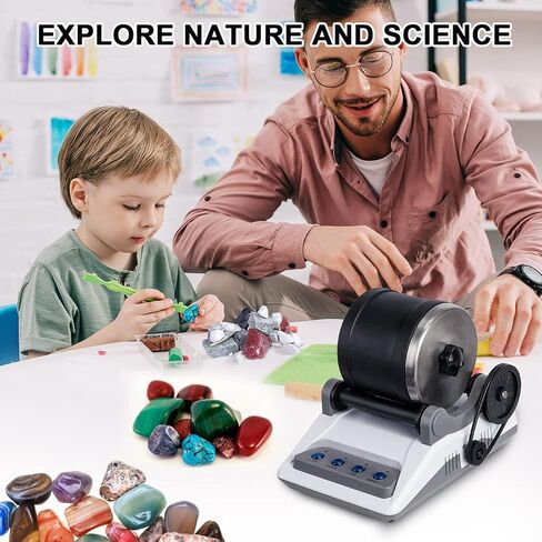 Hersance Rock Tumbler Kit, Professional Rock Polisher for Kids & Adults, Durable Noise-Reduced Barrel, Rocks, 4 Polishing Grits, Rock Polisher Great Science Kit for Boys and Girls in Kuwait