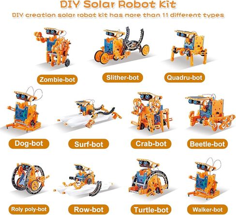 طقم روبوت شمسي 12 في 1 للأطفال من 6-8 مشروعات علمية جذعية للأطفال من سن 8-12 مجموعة ألعاب روبوتية للأطفال من سن 5 6 و8 و9 و10 و11 و12 سنة هدايا للأولاد والبنات in Kuwait