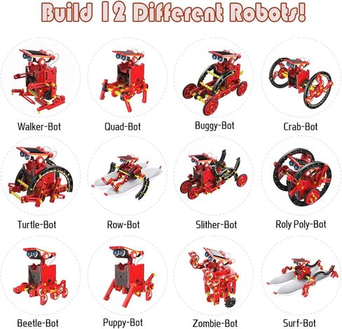 تومونز مجموعة روبوت تعمل بالطاقة الشمسية 12 في 1، لعبة بناء روبوت العلوم والتكنولوجيا والهندسة والرياضيات للاطفال من سن 8-12 سنة فما فوق، العاب روبوت تجارب علمية يمكنك صنعها بنفسك، هدية للاولاد تعمل in Kuwait