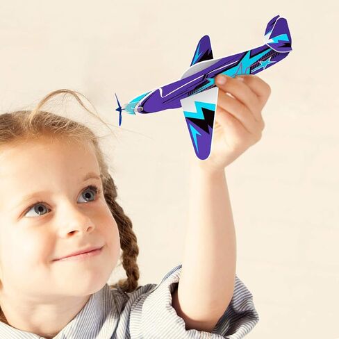 24 Pack War Glider Planes, Toy Glider Plane, 6 Different Designs Party Favors for Kid, Easy Assembly, Valentines Airplanes, Birthday Party Favor, Carnival Prizes in Kuwait