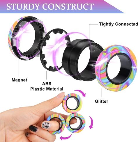 9Pcs Magnetic Rings Fidget Toy Set, ADHD Anxiety Magnetic Fidget Toys Adults Fidget Spinner Rings for Relief, Gifts for 8+ Year Old Teen Boy Girl in Saudi Arabia