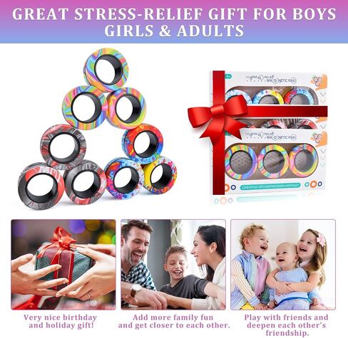 9Pcs Magnetic Rings Fidget Toy Set, ADHD Anxiety Magnetic Fidget Toys Adults Fidget Spinner Rings for Relief, Gifts for 8+ Year Old Teen Boy Girl in Saudi Arabia