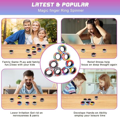 9Pcs Magnetic Rings Fidget Toy Set, ADHD Anxiety Magnetic Fidget Toys Adults Fidget Spinner Rings for Relief, Gifts for 8+ Year Old Teen Boy Girl in Saudi Arabia