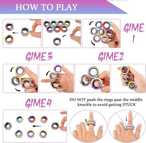 9Pcs Magnetic Rings Fidget Toy Set, ADHD Anxiety Magnetic Fidget Toys Adults Fidget Spinner Rings for Relief, Gifts for 8+ Year Old Teen Boy Girl in Saudi Arabia