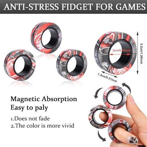 9Pcs Magnetic Rings Fidget Toy Set, ADHD Anxiety Magnetic Fidget Toys Adults Fidget Spinner Rings for Relief, Gifts for 8+ Year Old Teen Boy Girl in Saudi Arabia