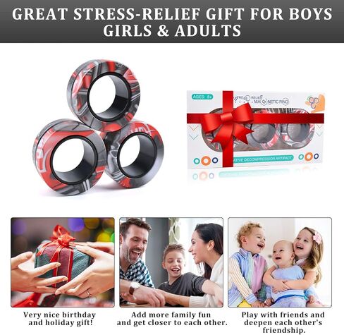 9Pcs Magnetic Rings Fidget Toy Set, ADHD Anxiety Magnetic Fidget Toys Adults Fidget Spinner Rings for Relief, Gifts for 8+ Year Old Teen Boy Girl in Saudi Arabia