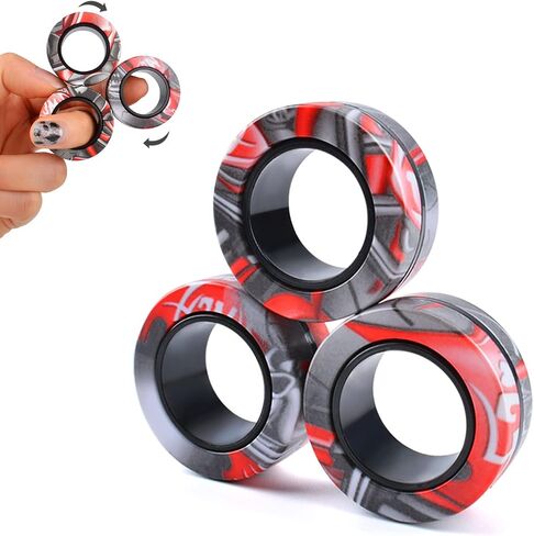 9Pcs Magnetic Rings Fidget Toy Set, ADHD Anxiety Magnetic Fidget Toys Adults Fidget Spinner Rings for Relief, Gifts for 8+ Year Old Teen Boy Girl in Saudi Arabia