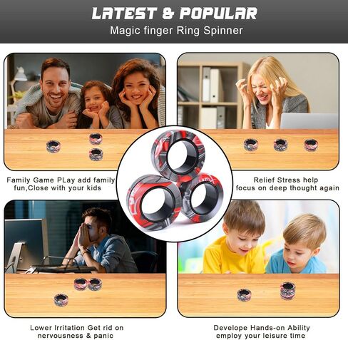 9Pcs Magnetic Rings Fidget Toy Set, ADHD Anxiety Magnetic Fidget Toys Adults Fidget Spinner Rings for Relief, Gifts for 8+ Year Old Teen Boy Girl in Saudi Arabia