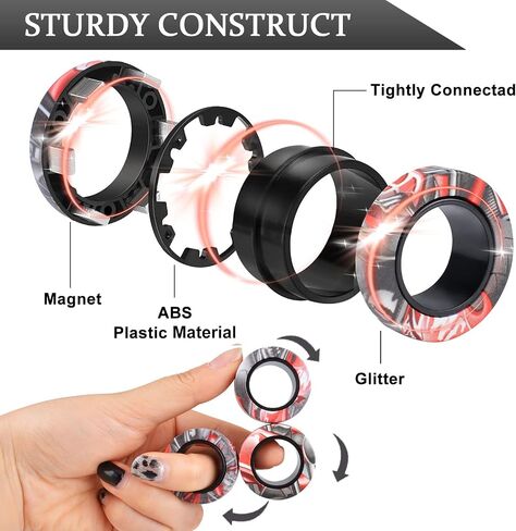 9Pcs Magnetic Rings Fidget Toy Set, ADHD Anxiety Magnetic Fidget Toys Adults Fidget Spinner Rings for Relief, Gifts for 8+ Year Old Teen Boy Girl in Saudi Arabia
